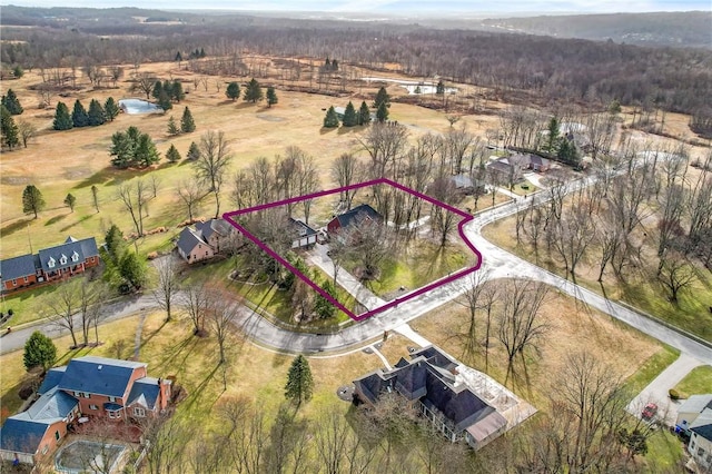 aerial view featuring a rural view