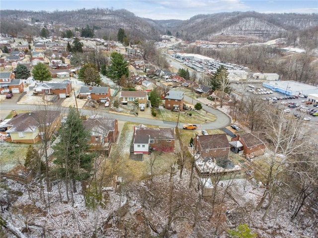 birds eye view of property featuring a residential view and a mountain view