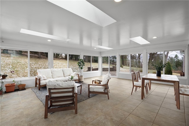 sunroom with a skylight