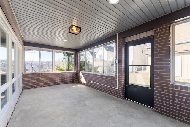 view of unfurnished sunroom