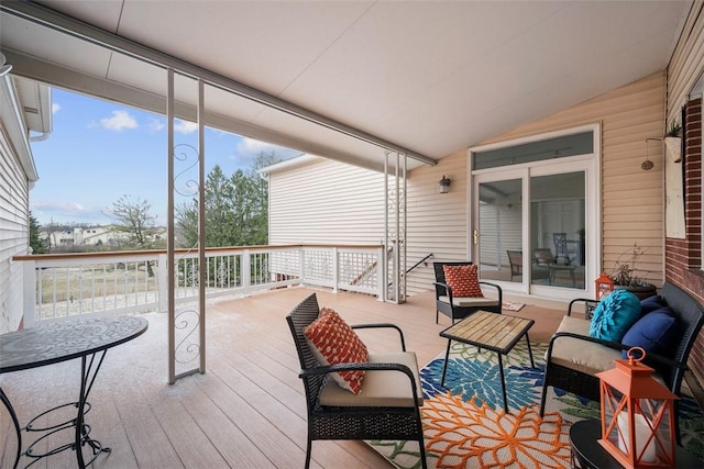 wooden deck with outdoor lounge area