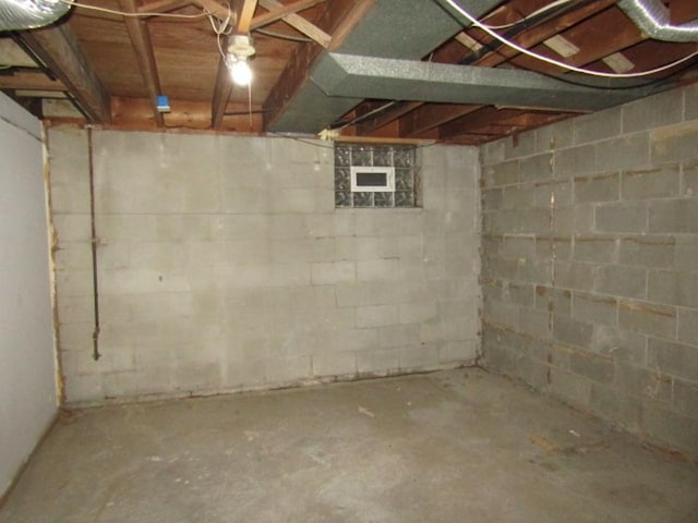 view of unfinished basement