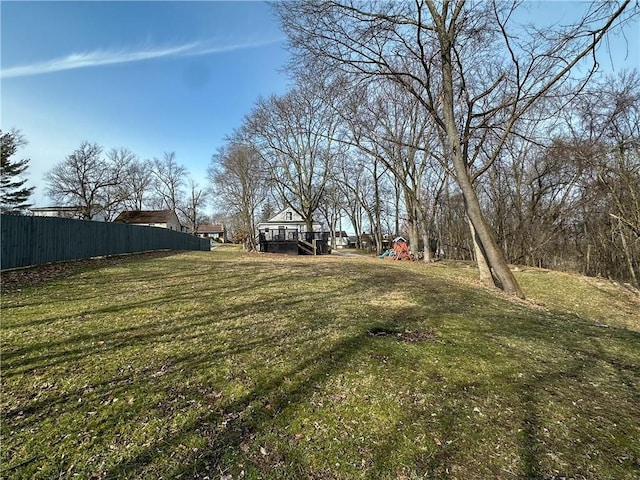 view of yard featuring fence