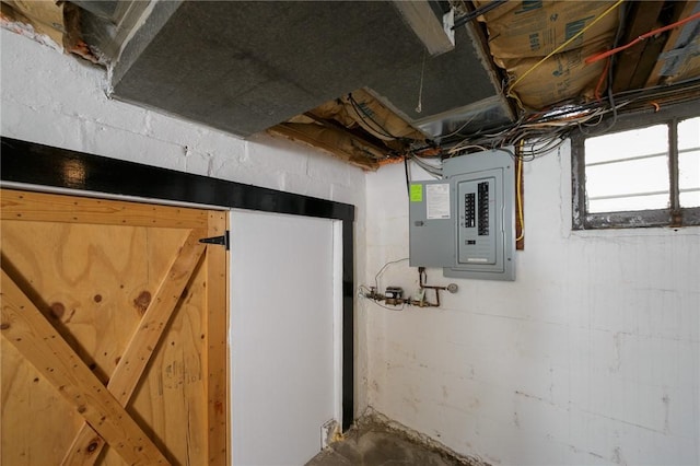 below grade area with electric panel