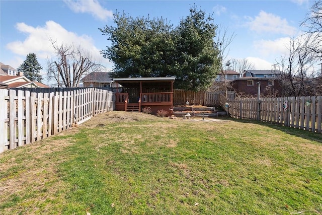 view of yard featuring a fenced backyard