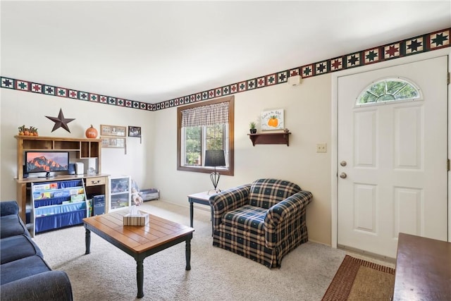 living room with carpet