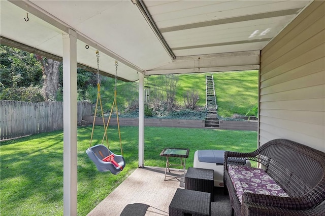 view of patio featuring a fenced backyard