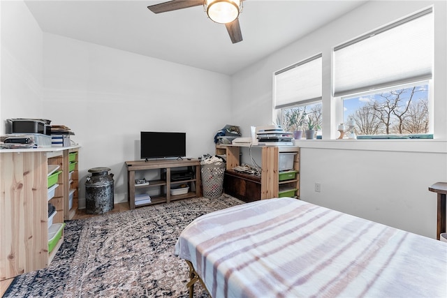 bedroom featuring ceiling fan