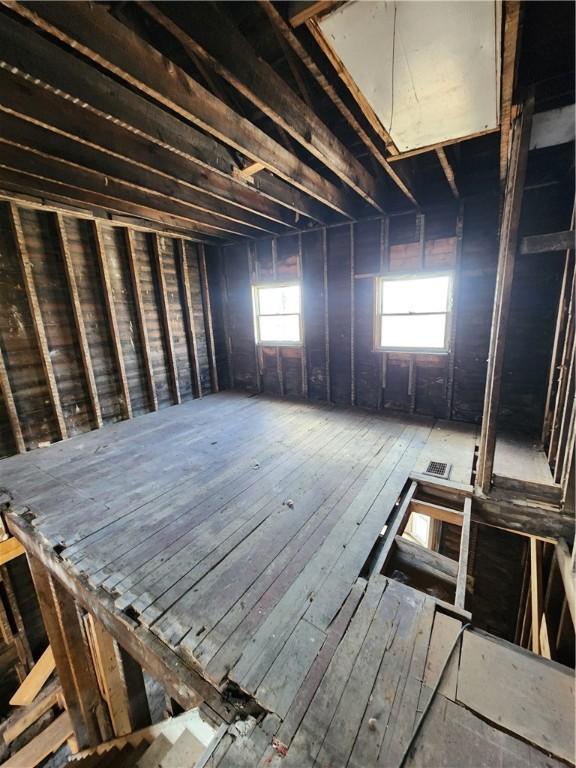 view of unfinished attic