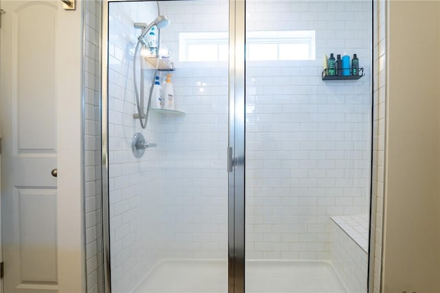 bathroom with a shower stall