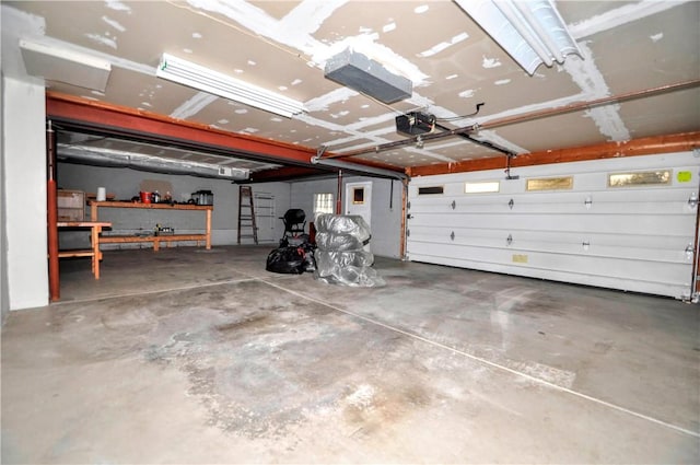 garage with a garage door opener