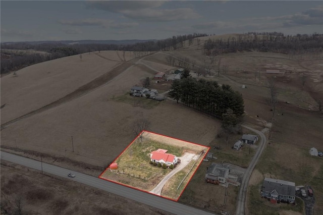 bird's eye view with a rural view