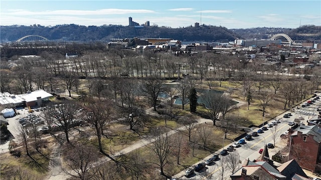 bird's eye view with a city view