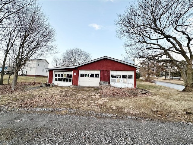 view of detached garage