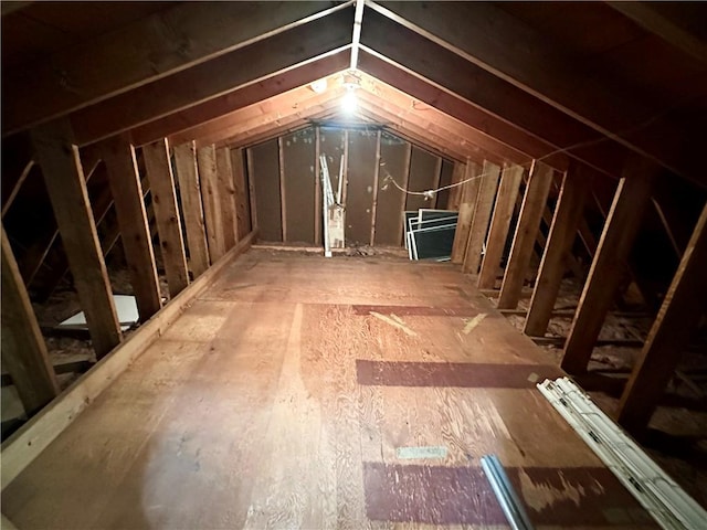 view of unfinished attic