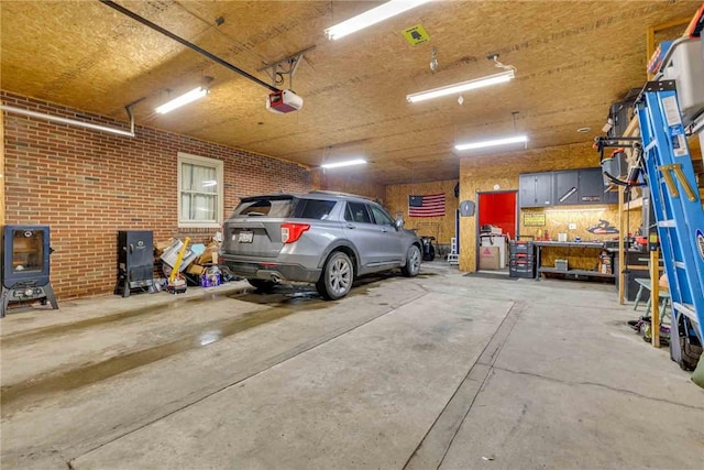 garage with a garage door opener