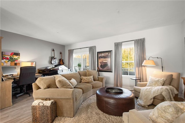 living area featuring light wood-type flooring