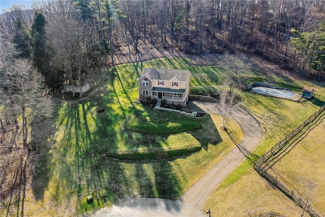 bird's eye view featuring a rural view