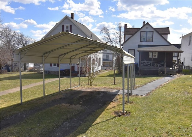 view of parking / parking lot with a detached carport