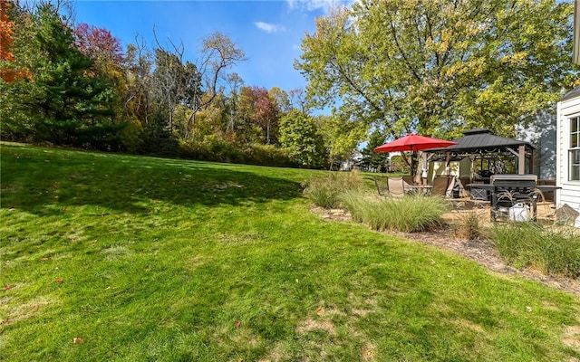 view of yard featuring a gazebo