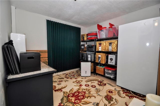 home office with a textured ceiling