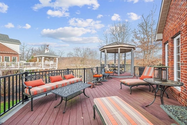 deck featuring a gazebo