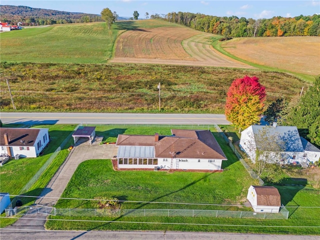 bird's eye view with a rural view