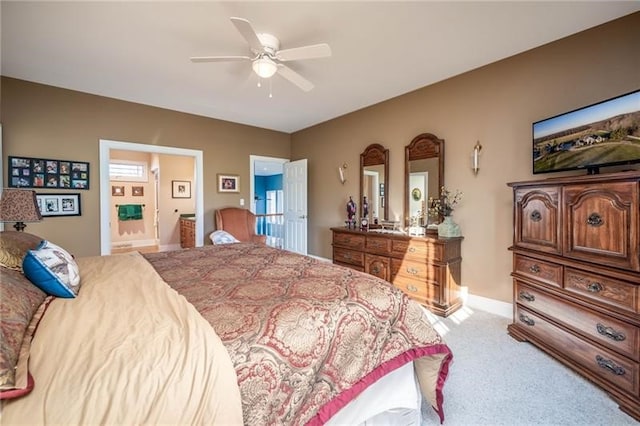 4605 Whippoorwill Dr, Hermitage, PA 16148 - carpeted bedroom with ensuite bath and a ceiling fan