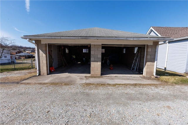 view of detached garage