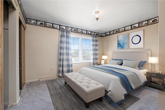 carpeted bedroom with visible vents and baseboards