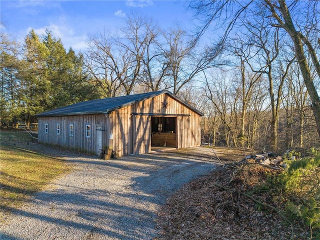 view of detached garage