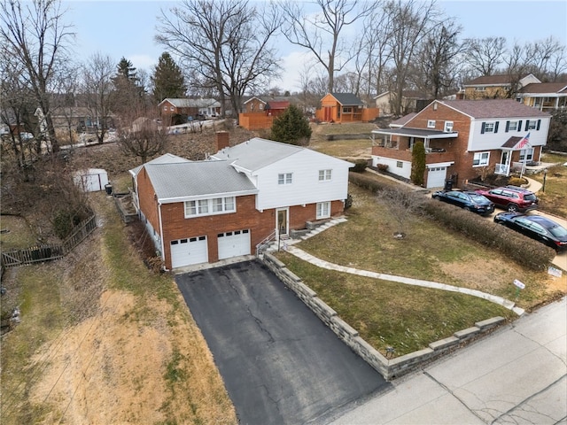 aerial view featuring a residential view