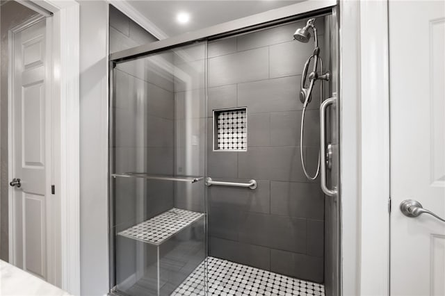 full bathroom with a shower stall