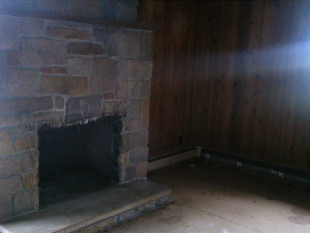 interior details with a fireplace