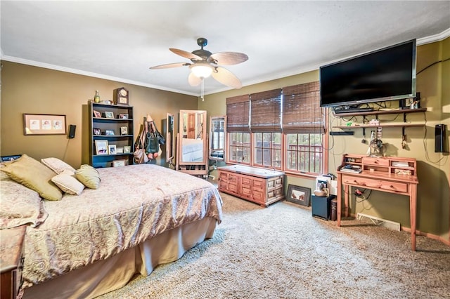 bedroom featuring carpet and ornamental molding