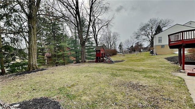 view of yard with a playground