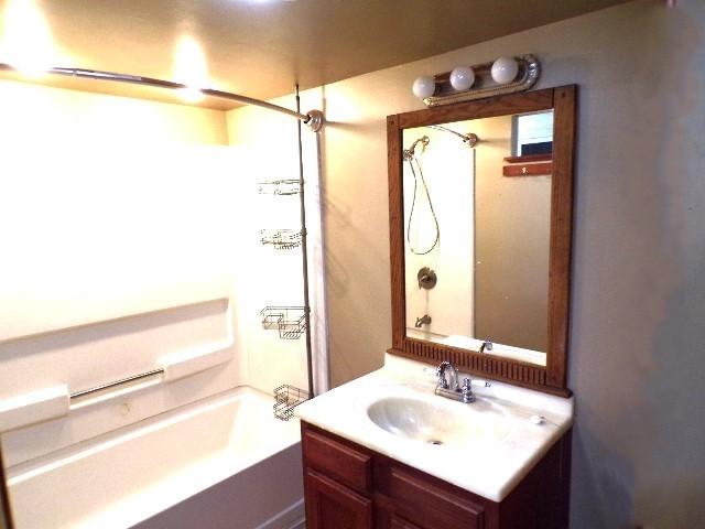 bathroom featuring vanity and shower / washtub combination