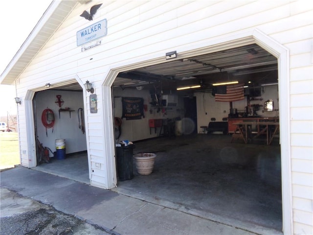 view of garage