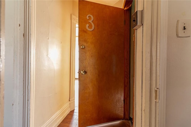 hallway featuring wood finished floors