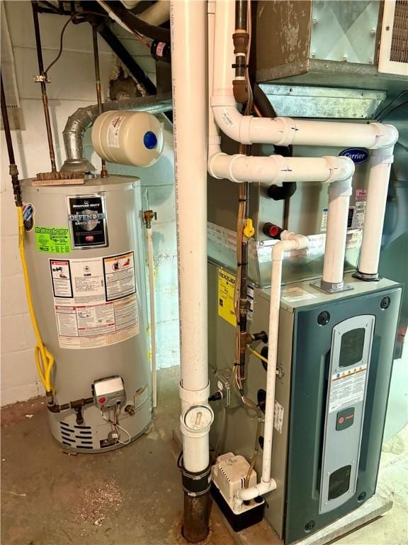 utility room featuring gas water heater