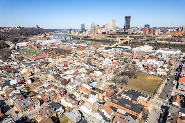 drone / aerial view featuring a view of city