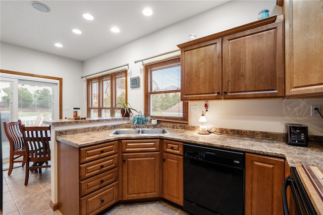 kitchen with a sink, range, dishwasher, and a wealth of natural light