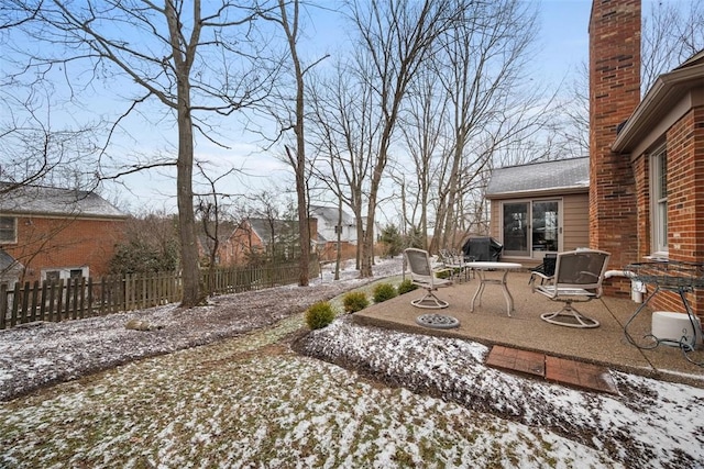 view of yard with a patio and fence