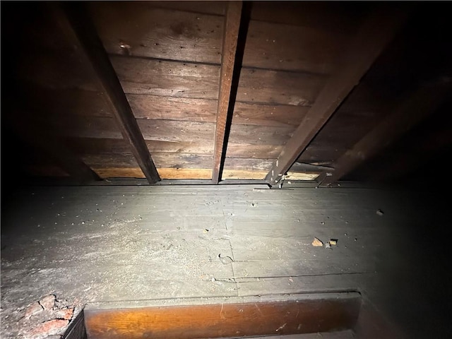 view of unfinished attic