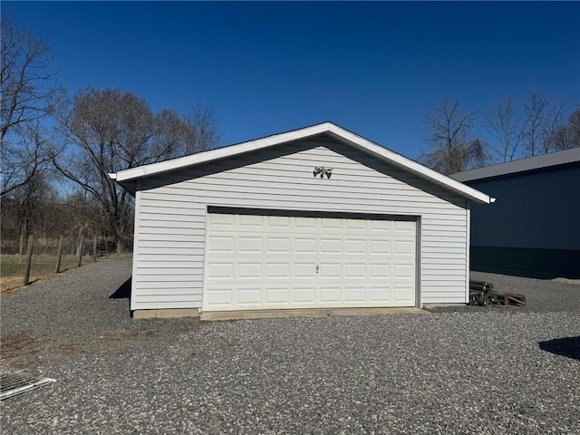 view of detached garage