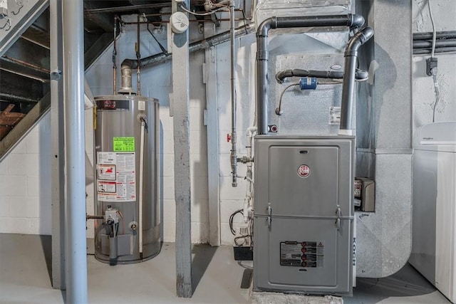 utilities featuring water heater and heating unit