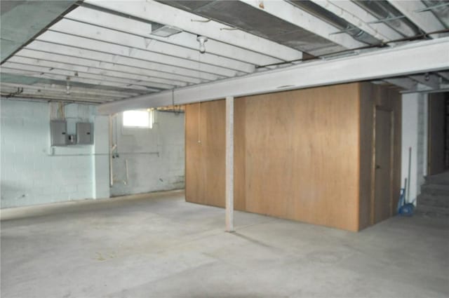 below grade area featuring electric panel