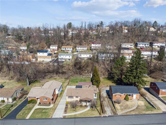 birds eye view of property with a residential view