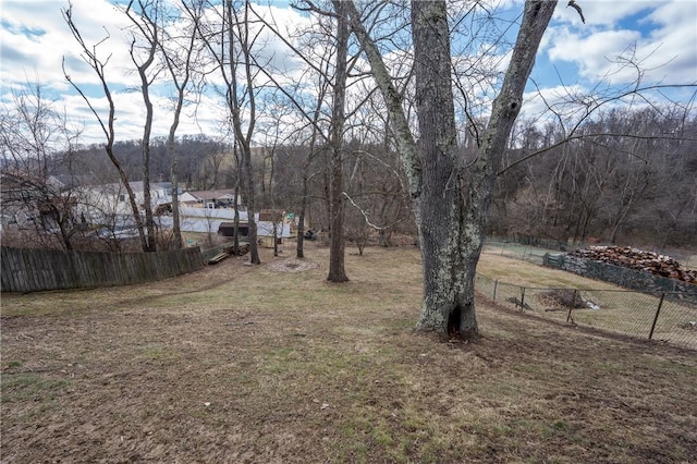 view of yard featuring fence