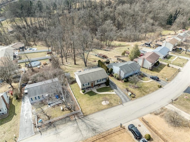 drone / aerial view with a residential view